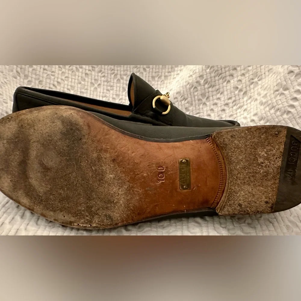 Gucci Men’s 1953 Horsebit Leather Loafers Black Gold Size 10 D